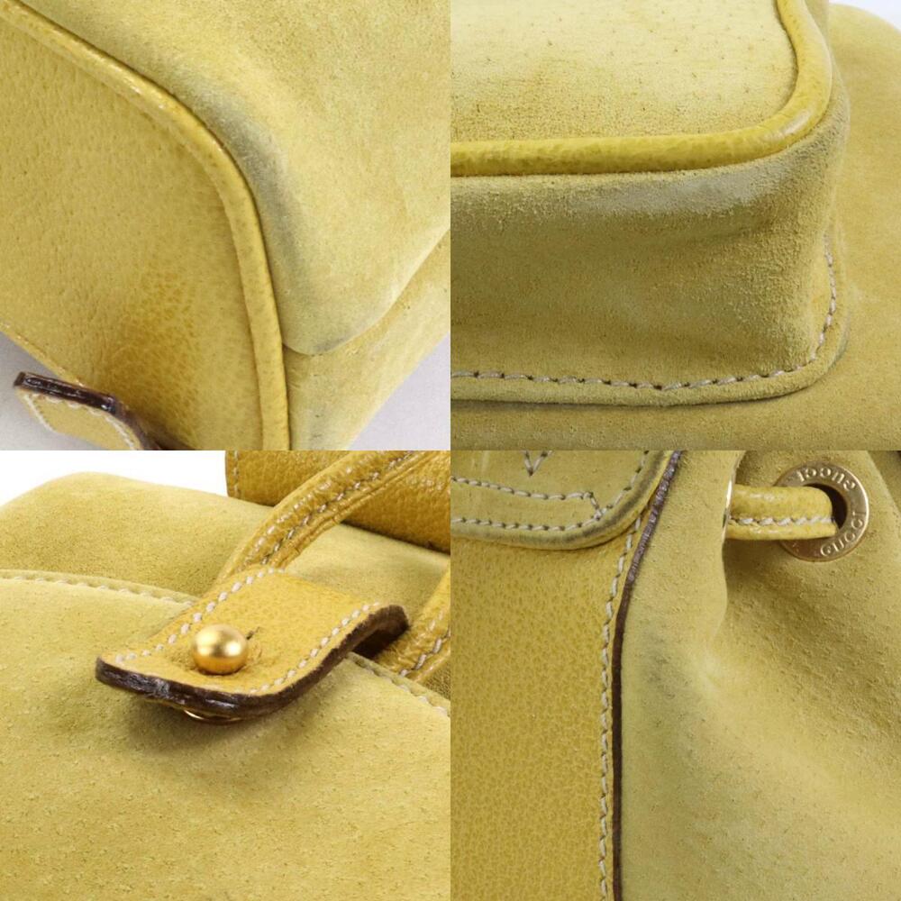 Gucci Leather Bamboo Suede Gold Yellow Backpack - Picture 4 of 4
